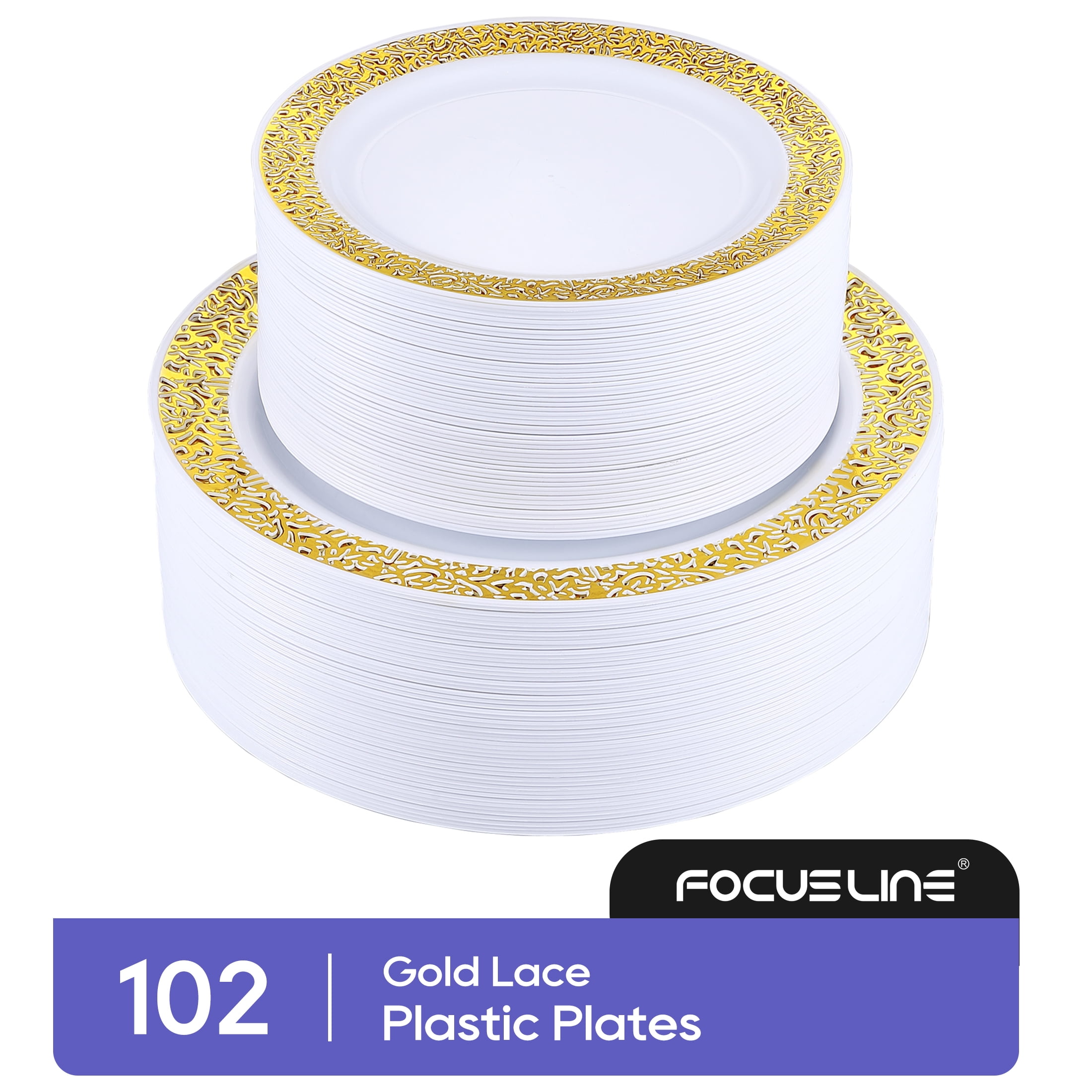 FOCUSLINE 360pack Paper Plates 8.375 Inch, Disposable Paper Plates Bulk 360  Count, Soak-Proof & Cut-Proof Bulk Paper Plates for Parties, Picnic and