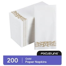 FOCUSLINE [200 Pack] Disposable Paper Napkins, Paper Hand towels, Linen Feel Guest Towels，Gold