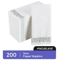 FOCUSLINE [200 Pack] Disposable Paper Napkins, Paper Hand towels, Linen Feel Guest Towels，Silver
