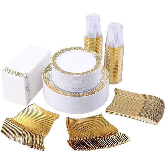 Clear Gold Plastic Plates