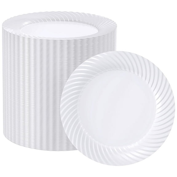 FOCUSLINE 7 Inch White Plastic Plates, AFN1100 Count Disposable Heavy Duty Salad Dessert Plates, Premium Hard Plastic for Weddings, Parties and Events