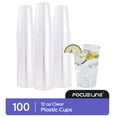 thumbnail image 1 of FOCUSLINE Disposable Plastic Cups, Clear,12oz,100 Pack, 1 of 9