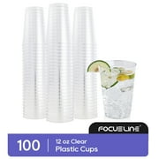 FOCUSLINE Disposable Plastic Cups, Clear,12oz,100 Pack
