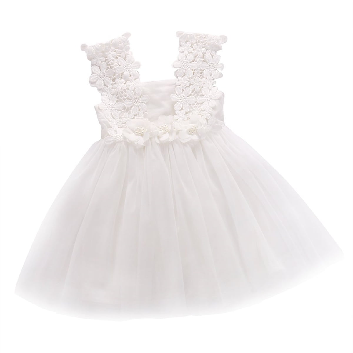 FOCUSNORM Baby Girl Dress Princess Party Pearl Lace Tulle Flower Tutu ...