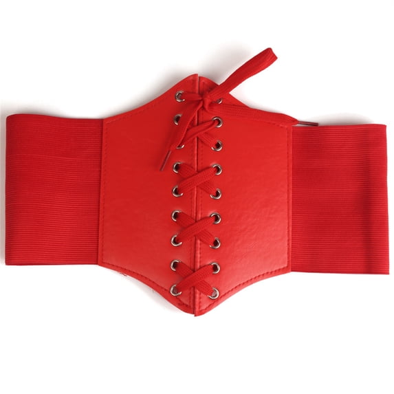 FOCUSNORM Corset Waist Belt for Women Wide Elastic Tie Waspie Belt for Dresses 4.7inch