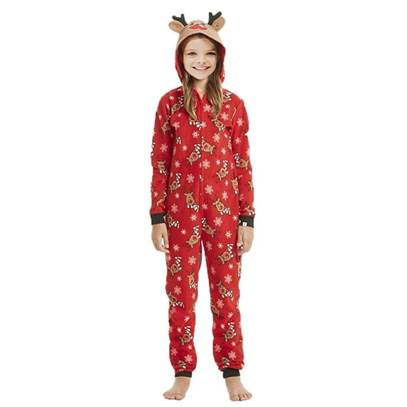 FOCUSNORM Family Matching Christmas Deer Printed Pajamas Hoodie With Hood