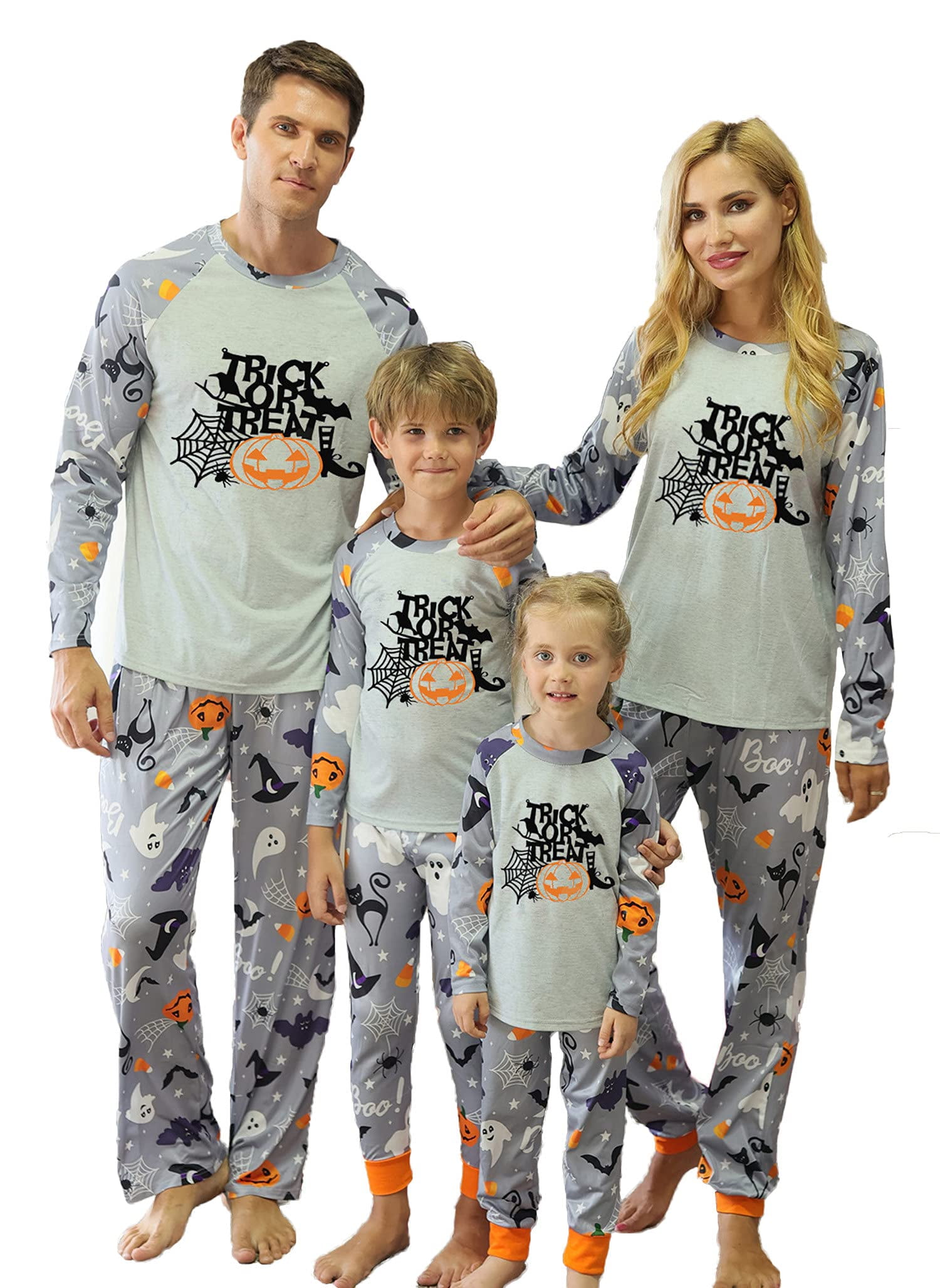 FOCUSNORM Family Matching Halloween Pajamas Set Stripe Pumpkin