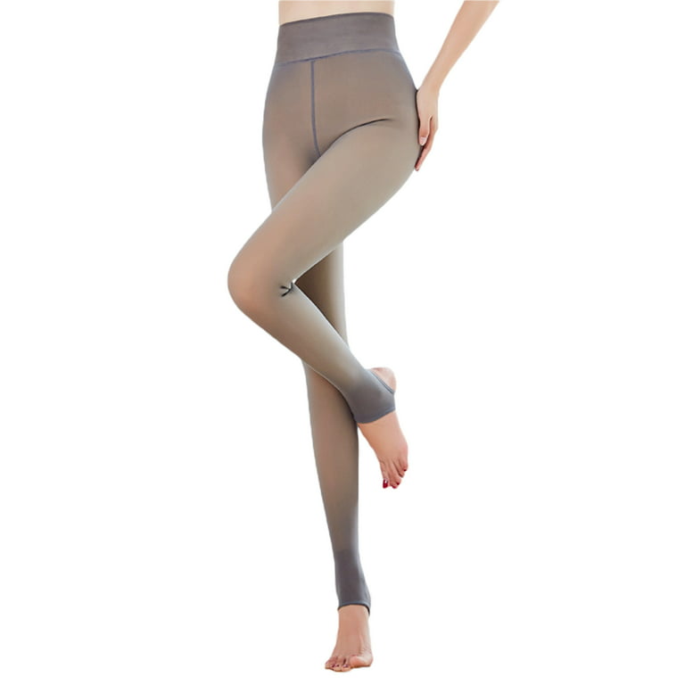 FOCUSNORM Fleece Lined Tights for Women Warm Translucent Pantyhose Stretchy  High Waist Leggings