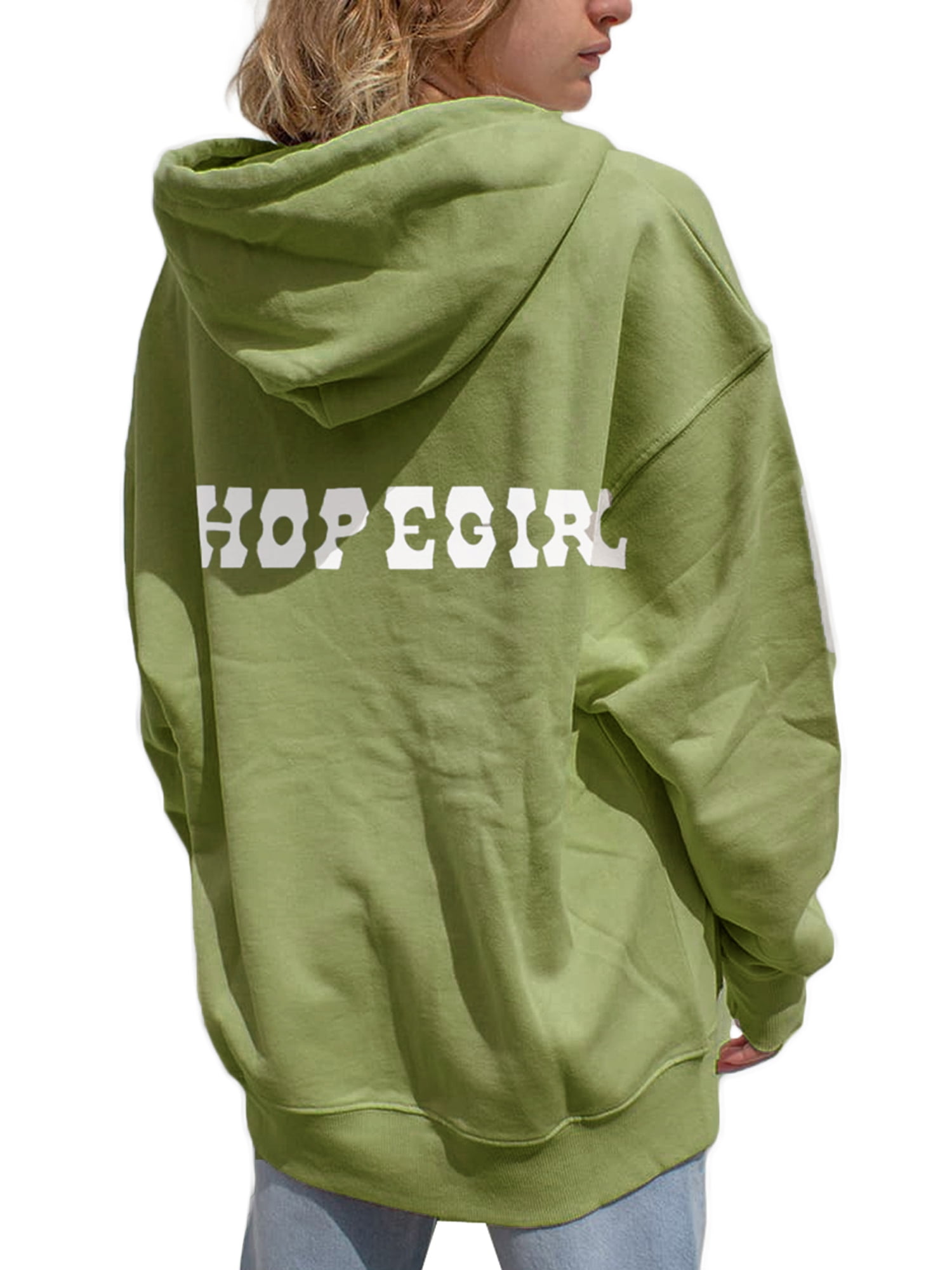 FOCUSNORM Hop EGirl Zip Up Hoodie for Women Oversized Sweatshirt for Teen Girl Y2K Top
