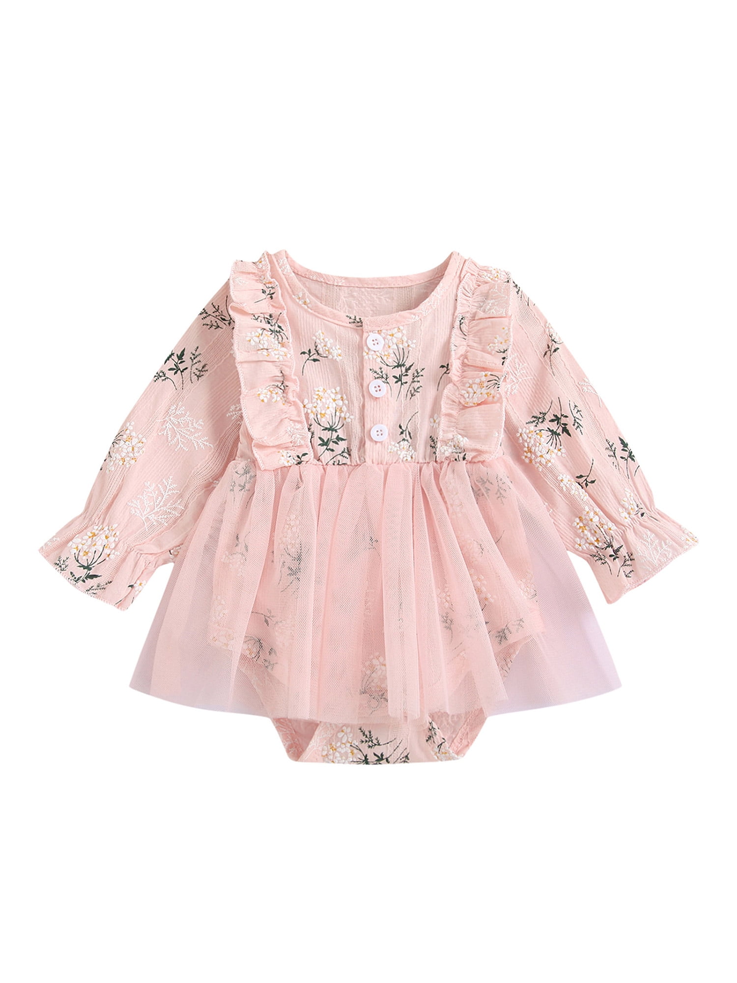 FOCUSNORM Newborn Baby Girls Clothes Daisy Romper Dress Long Sleeve