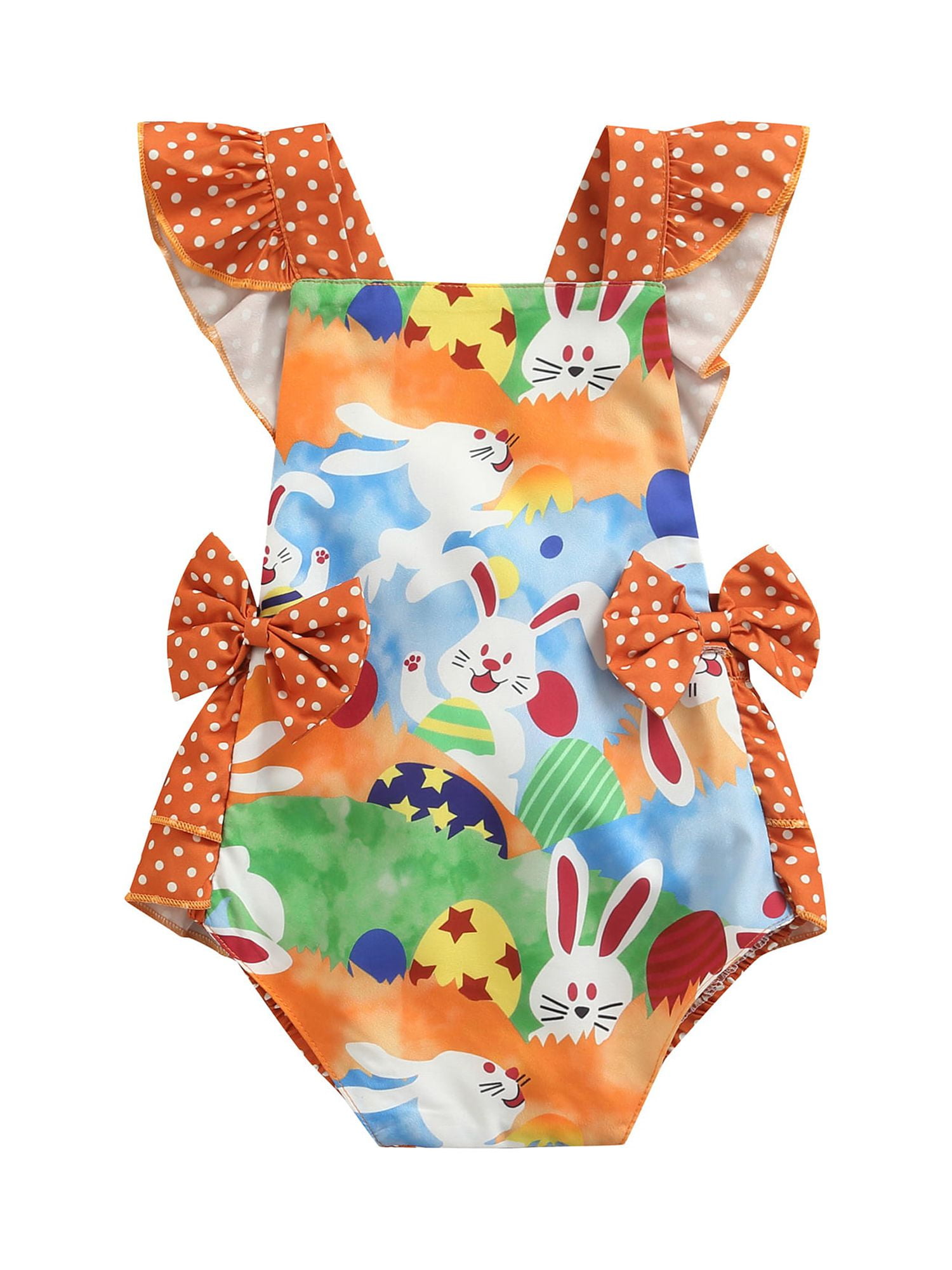 FOCUSNORM Newborn Infant Baby Girl Easter Outfits Cartoon Bunny Eggs