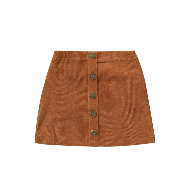 FOCUSNORM Toddler Baby Girl Corduroy Skirt Solid Color Single Breasted Button Casual A Line Skirts Walmart