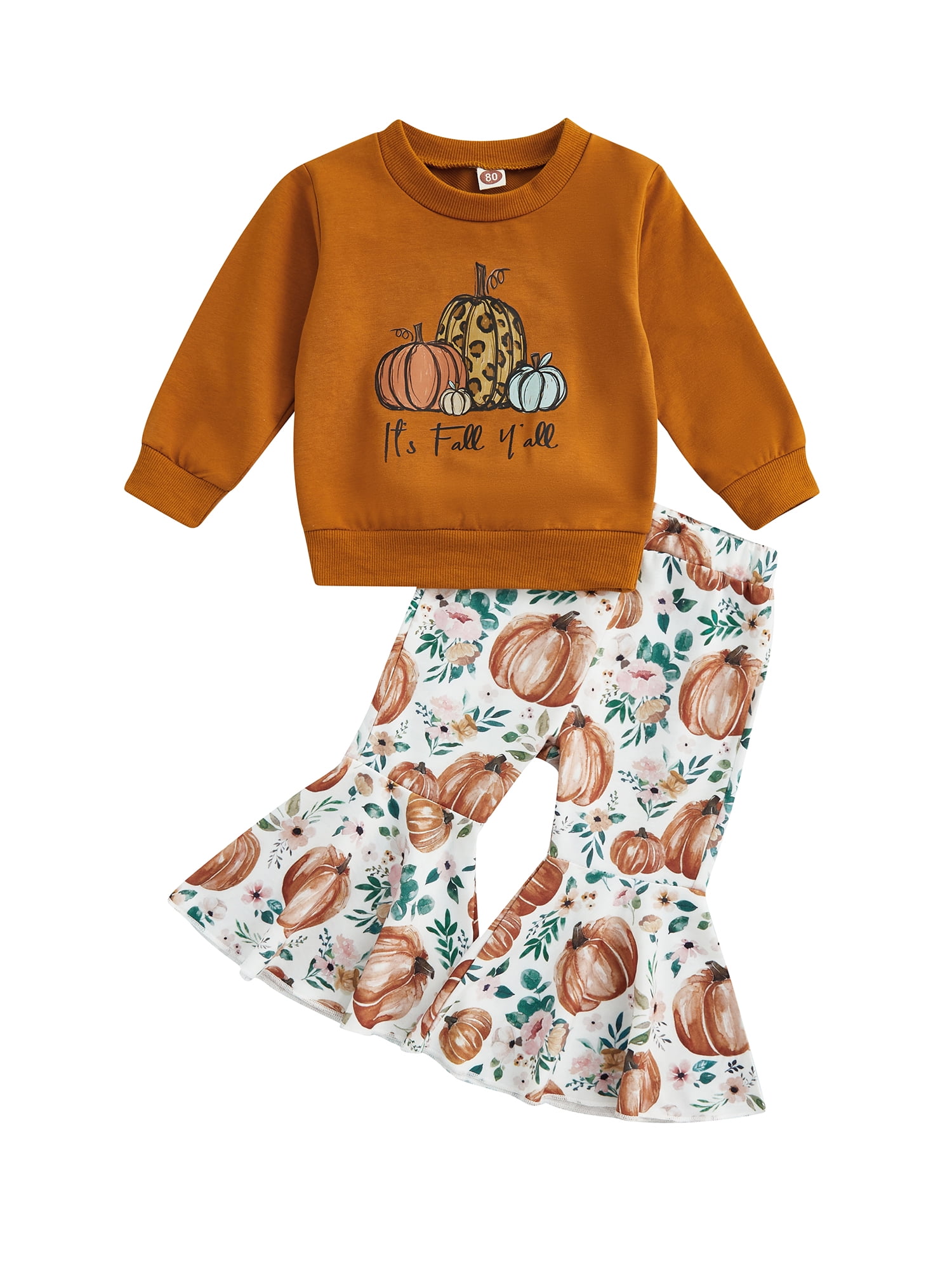 FOCUSNORM Toddler Baby Girl Halloween Outfits Pumpkin Long Sleeve