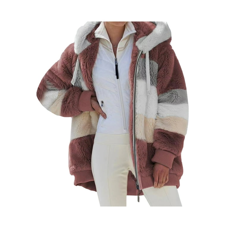 Uo faux top fur hoodie sweatshirt