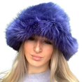 thumbnail image 1 of FOCUSNORM Winter Bucket Hat Fluffy Faux Fur Fisherman Cap for Women Men Solid Color Style, 1 of 1