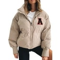 thumbnail image 1 of FOCUSNORM Women Cropped Puffer Jacket Cotton-Padded Stand Collar Long Sleeve Zip-Up Quilted Puffy Short Down Coats, 1 of 7