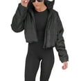 thumbnail image 1 of FOCUSNORM Women Cropped Puffer Jacket Cotton-Padded Stand Collar Long Sleeve Zip-Up Quilted Puffy Short Down Coats, 1 of 8