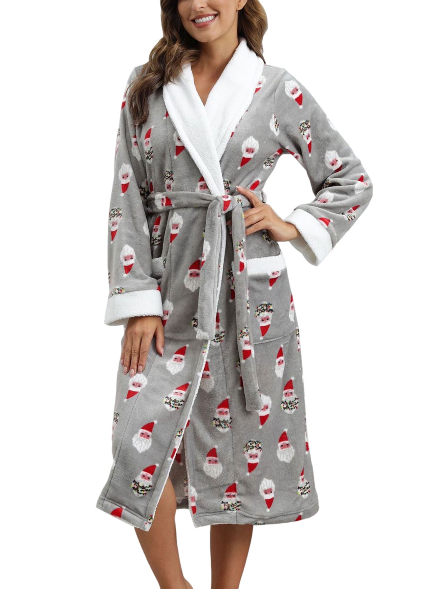 Winter Flannel Robes Women Christmas Elk Print Bathrobe Sleepwear Home  Fleece Hooded Bathrobe Long Robe Coat Kimono Robe Female - AliExpress
