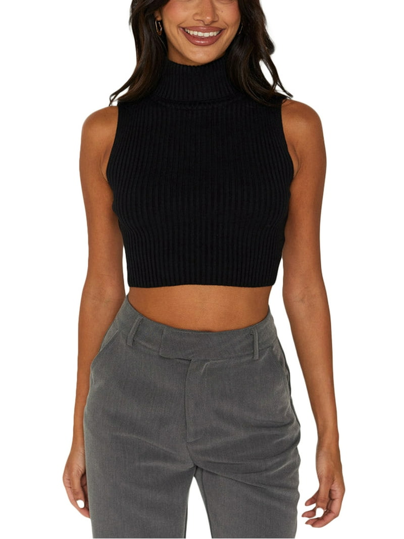 トップス RELAXMESH MOCK NECK Kuda Moda Seamless Ribbed Mock Neck Sleeveless Top for Women