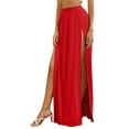 thumbnail image 1 of FOCUSNORM Women's Elastic Waist High Split Wrap Flowy Long Maxi Skirt, 1 of 6