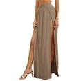 thumbnail image 1 of FOCUSNORM Women's Elastic Waist High Split Wrap Flowy Long Maxi Skirt, 1 of 6