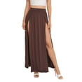 thumbnail image 1 of FOCUSNORM Women's Elastic Waist High Split Wrap Flowy Long Maxi Skirt, 1 of 6