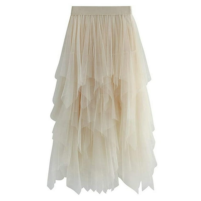 FOCUSNORM Women's Tulle Skirt High Waist Tiered Layered Mesh Ballet ...