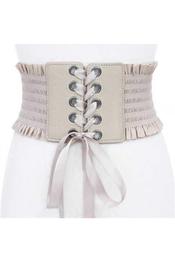 Womens Wide Elastic Lace-up Waist Belt Adjustable Leather Cinch Corset Waistband