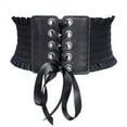 thumbnail image 1 of FOCUSNORM Womens Wide Elastic Lace-up Waist Belt Adjustable Leather Cinch Corset Waistband, 1 of 7