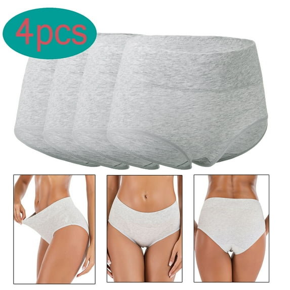 FOCUSSEXY 4-Pack Women's Cotton Panties for Women Underwear 100% cotton Underwear for Women Hi-Waist Brief Cotton Stretch Thong Underwear Full Coverage Panty Body Shapewear