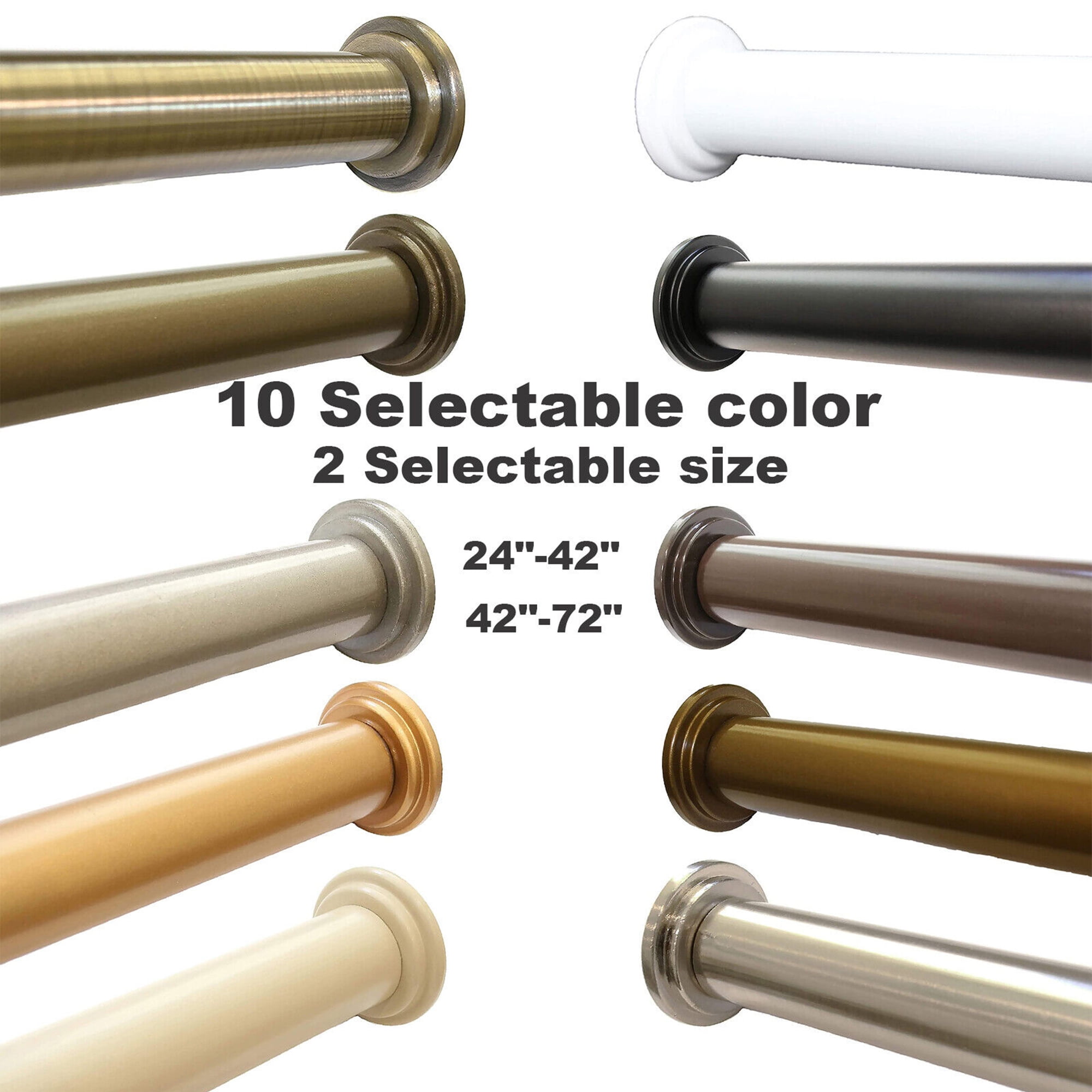 FOCUSSEXY Adjustable Curtain Rod 24"-42"/ 42-72" Spring Tension Curtain ...