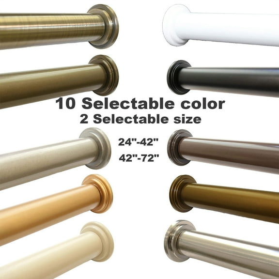 FOCUSSEXY Adjustable Curtain Rod 24"-42"/ 42-72" Spring Tension Curtain Rods For Any Room Shower Curtain Rod