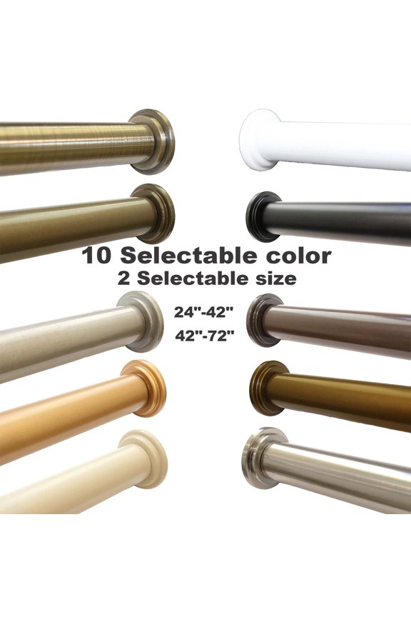 Adjustable Curtain Rod 24"-42"/ 42-72" Spring Tension Curtain Rods For Any Room Shower Curtain Rod