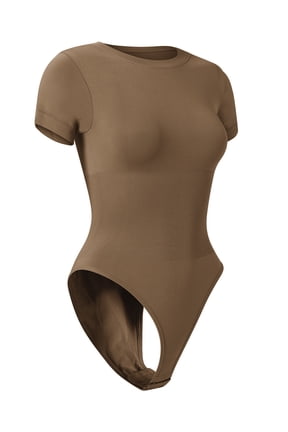 Body Suits for Womens Tummy Control Shapewear Short Sleeve Round Neck Casual Stretchy Basic T Shirt Bodysuit Shirts Crew Neck T Shirts Leotards Top