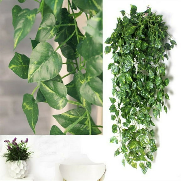 FOCUSSEXY Fake Plants Decor Artificial Ivy Hanging Vine Plant Leaves Garland for Christmas Wedding Party Garden Wall Decoration, 2 Pack for Home Wall Wedding Party Garden Office Kitchen, Green