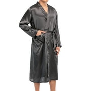 FOCUSSEXY Men's Bathrobes Loungewear Sleepwear Long Soft Knee Length Sleepwear Lighweight Loungewear Silk Pajamas Nightwear Long Silk Nightgown Pajamas
