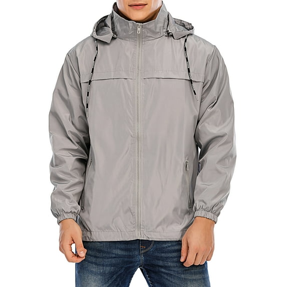 FOCUSSEXY Mens Windbreaker Jacket Waterproof Rain Jacket Outdoor Lightweight Windbreaker Hooded Jacket Coat Zip-Up Sport Windbreaker Winter Coat