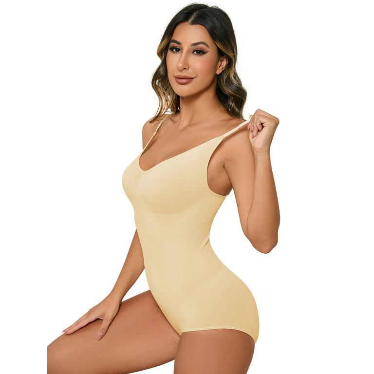 FOCUSSEXY Shapewear Bodysuit for Women Waist Trainer Tummy Control Full  Body Shaper V Neck Jumpsuit Slimming Bodysuits Tank Tops Body-shaping