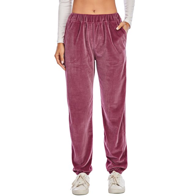 FOCUSSEXY Velour Velvet Sweatpants Women Long Velvet Pants Velour Pants