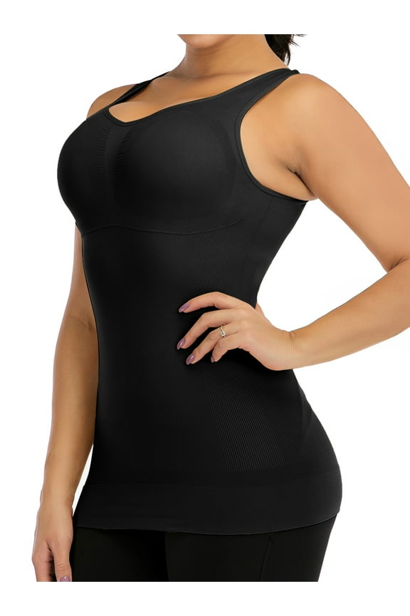 Women Shapewear Tank Tops Tummy Control Camisole Underskirts Shapewear Body Shaper Slimming Compression Top Vest Plus Size Padded Tank Top