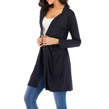 FOCUSSEXY Women's Cardigan Sweaters Open Front Lightweight Knit Cardigans Long Sleeve Sweaters with Pockets Plus Size Cardigan, S-3XL