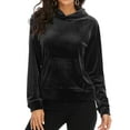 thumbnail image 1 of FOCUSSEXY Women's Velvet Sweatshirt Hoodies Velour Long Sleeve Shirt Hoodie Jacket Sweatshirt Casual Warm Coat Pullover Sweatshirt Jumper Tops Casual Warm Coat, 1 of 6