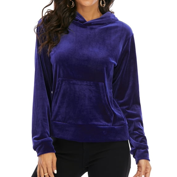 FOCUSSEXY Women's Velvet Sweatshirt Hoodies Velour Long Sleeve Shirt Hoodie Jacket Sweatshirt Casual Warm Coat Pullover Sweatshirt Jumper Tops Casual Warm Coat