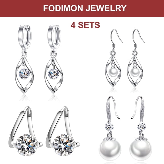 FODIMON Earrings set for Women Dangle Earrings for women,Linear Swirl Wire Earrings For Women dangling Boho Dangle Drop Infinite Love Stud Earrings Dangle Drop Earrings 4 sets