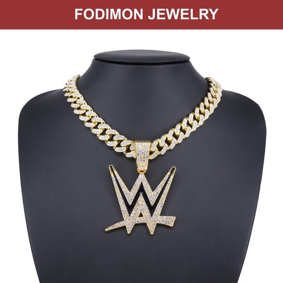 FODIMON Miami Cuban Link Chain for Men, Iced Out Rhinestone Hip Hop Jewelry, 20 Inch Silver Gold Plated Stainless Steel Necklace for women