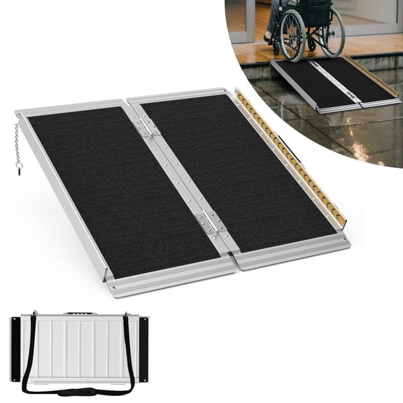 FODINGHILL 2.5 ft Folding Wheelchair Ramp,Portable Aluminum Threshold Ramp,800 lbs Capacity