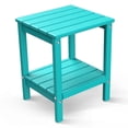 thumbnail image 1 of FODINGHILL 2-Tier Outdoor Side Table, HDPE All Weather Adirondack Patio Table with Storage Shelf, Outside End Table for Porch Backyard Indoor, Aqua, 1 of 7