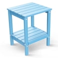 thumbnail image 1 of FODINGHILL 2-Tier Outdoor Side Table, HDPE All Weather Adirondack Patio Table with Storage Shelf, Outside End Table for Porch Backyard Indoor, Arctic, 1 of 7