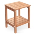 thumbnail image 1 of FODINGHILL 2-Tier Outdoor Side Table, HDPE All Weather Adirondack Patio Table with Storage Shelf, Outside End Table for Porch Backyard Indoor, Teak, 1 of 7