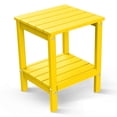 thumbnail image 1 of FODINGHILL 2-Tier Outdoor Side Table, HDPE All Weather Adirondack Patio Table with Storage Shelf, Outside End Table for Porch Backyard Indoor, Yellow, 1 of 7